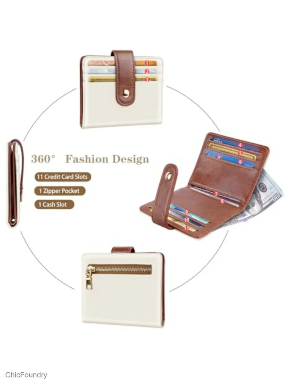 Slim Bifold Wallet Women Minimalist RFID Blocking Card Holder with Coin Pocket